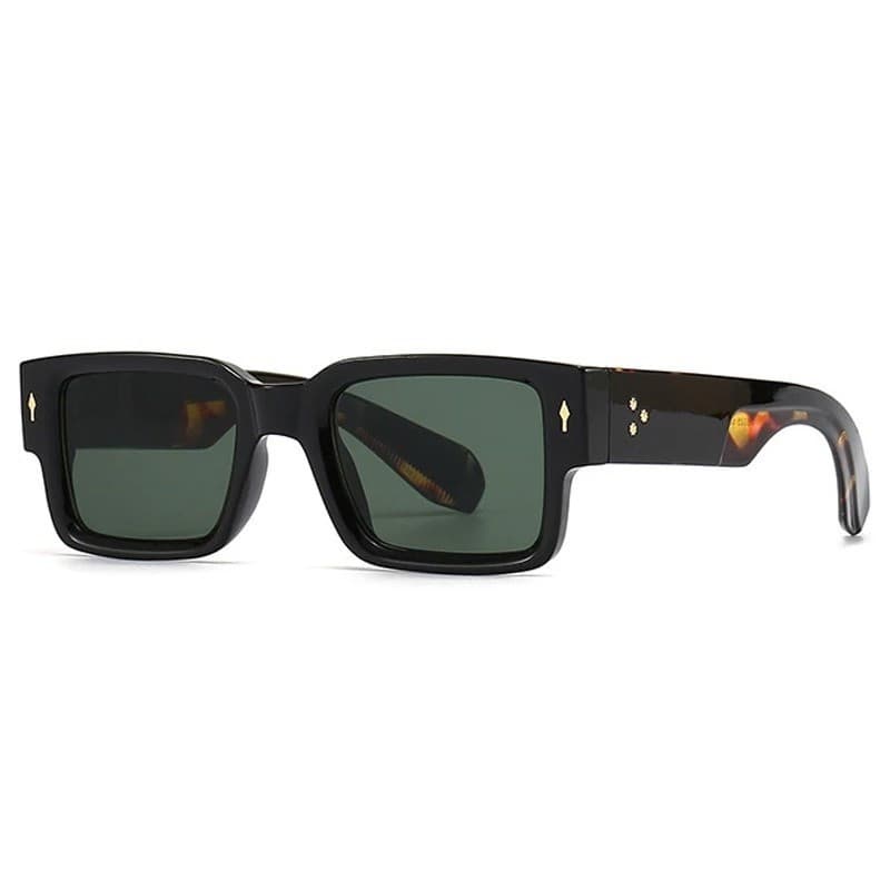 Moda Popular Rebites Quadrados Óculos De Sol Masculino Vintage Punk Gradiente Feminino Tendência Verde Escuro Tons UV400