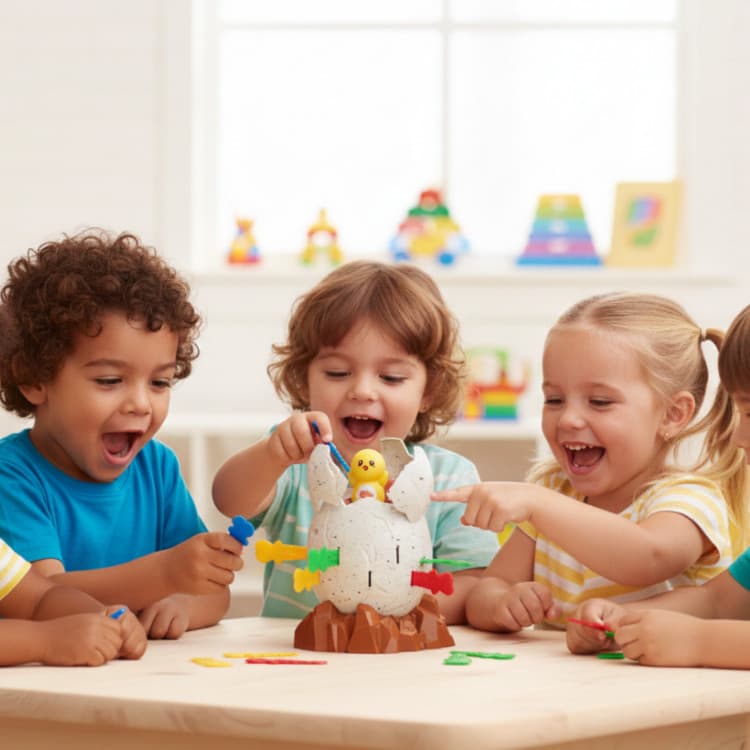 Brinquedo Jogo Divertido Infantil Quebra Ovo Pula Pintinho Espadas