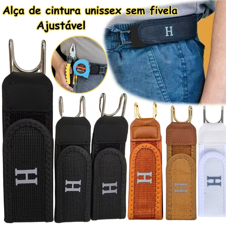 Cinto Elástico Com Velcro E Gancho Ajustável Prático Unissex Sem Fivela