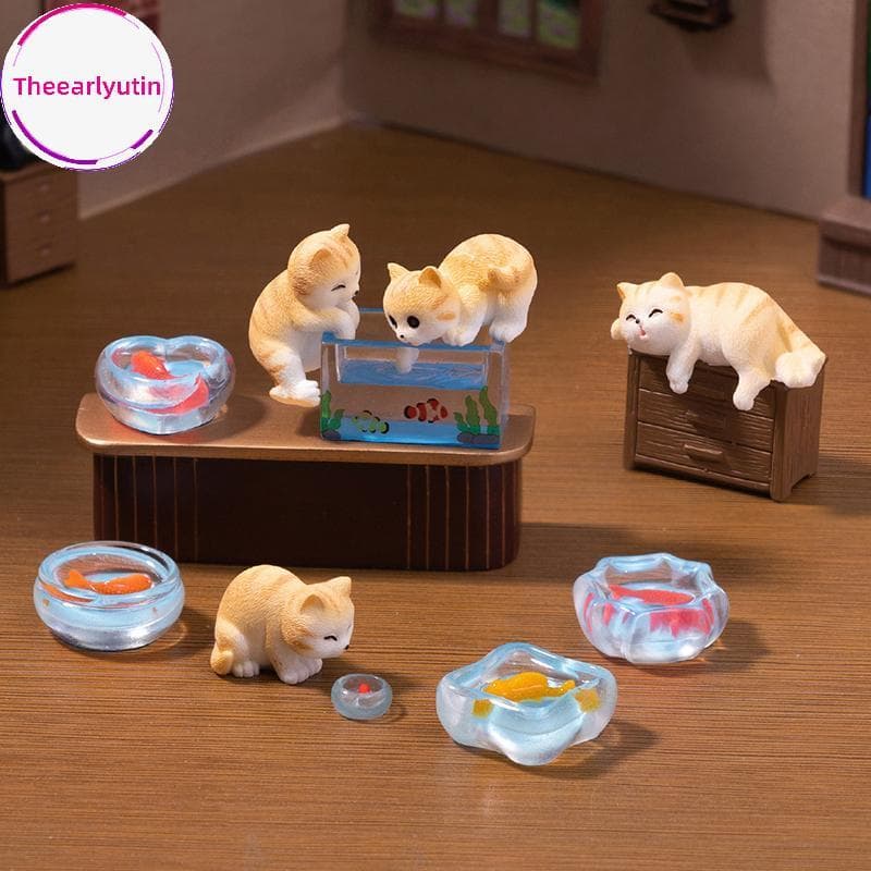 Conjunto De Aquário E Gato Em Miniatura theearlyutin Para Criações Artísticas Personalizadas Micro Paisagens br