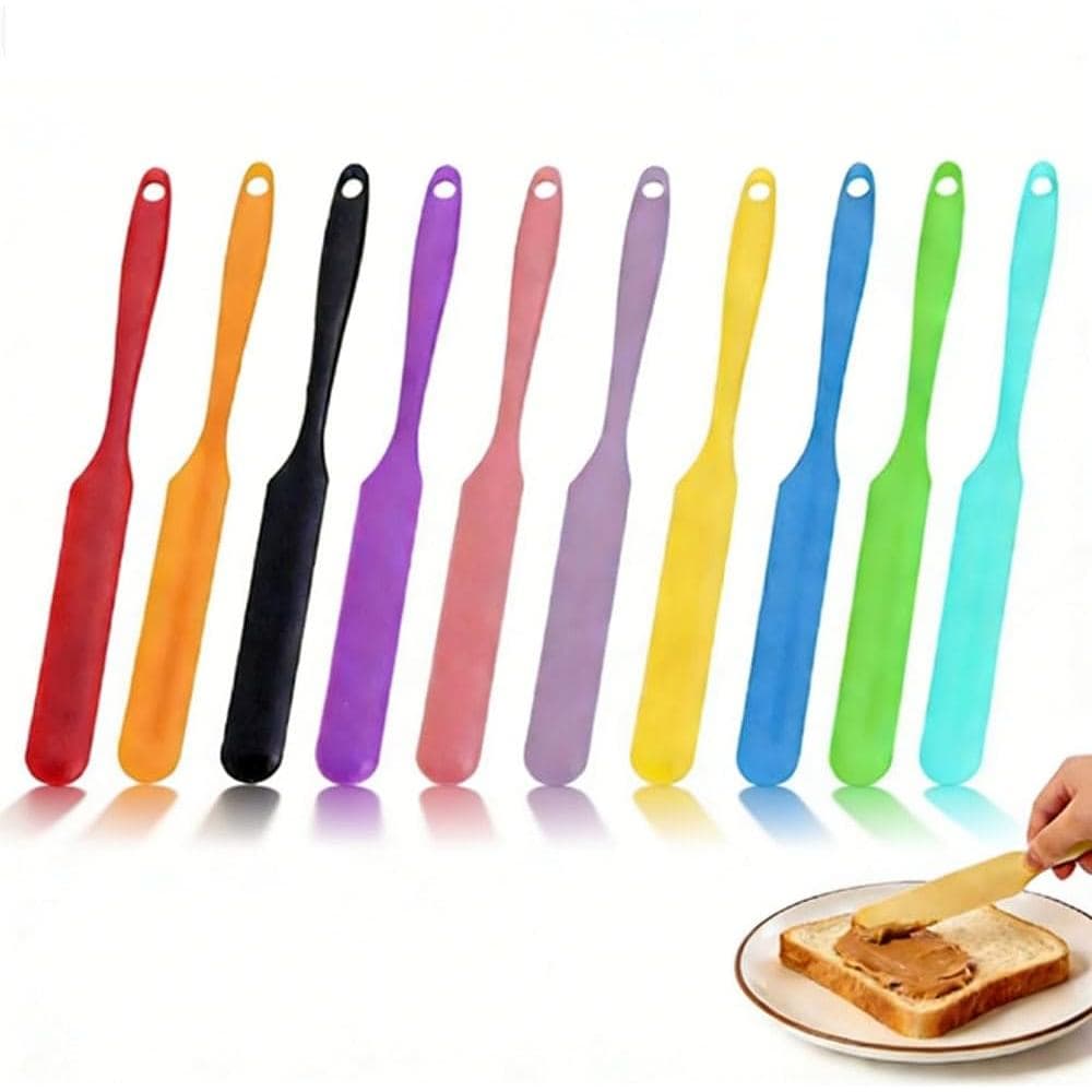 Conjunto de 10 Espátulas para Potes, Espátula de Silicone com Cabo Longo, Espátulas Pequenas e Flexíveis para Cozinha, A