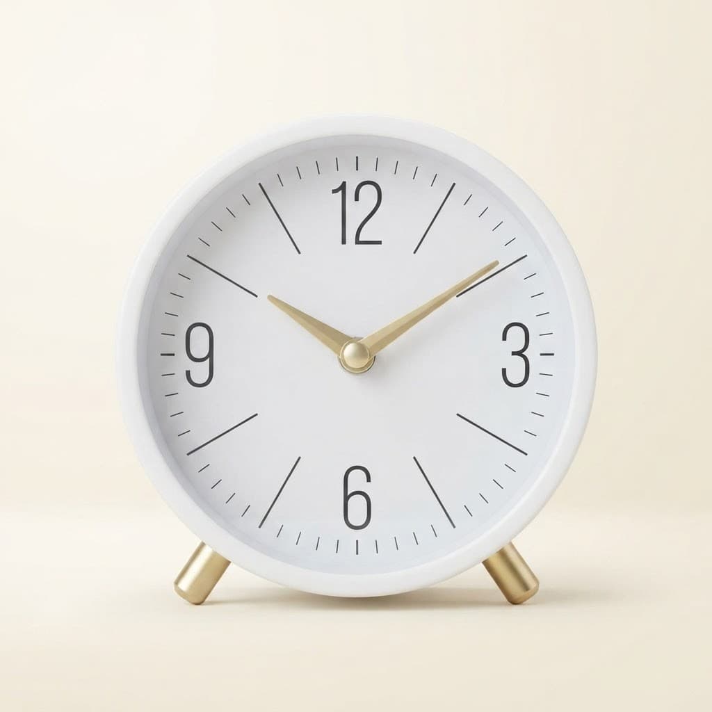Relógio Mesa Despertador Retro Minimalista Ponteiro Branco Silencioso Dourado Decoração Presente Casa Redondo
