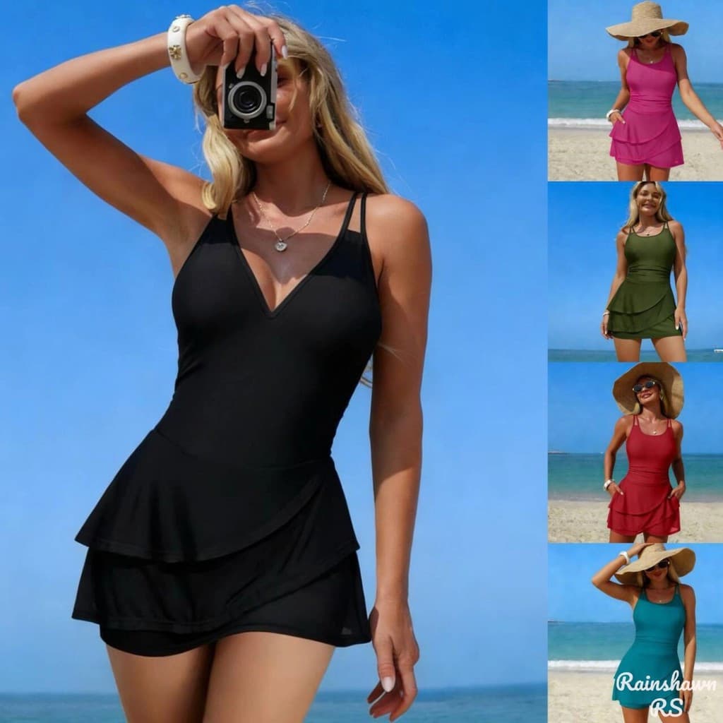 RS |   Biquíni de Praia Feminino em Cor Sólida, Moda Praia, Roupa de Banho, Vestido de Praia, Moda Praia MQRF