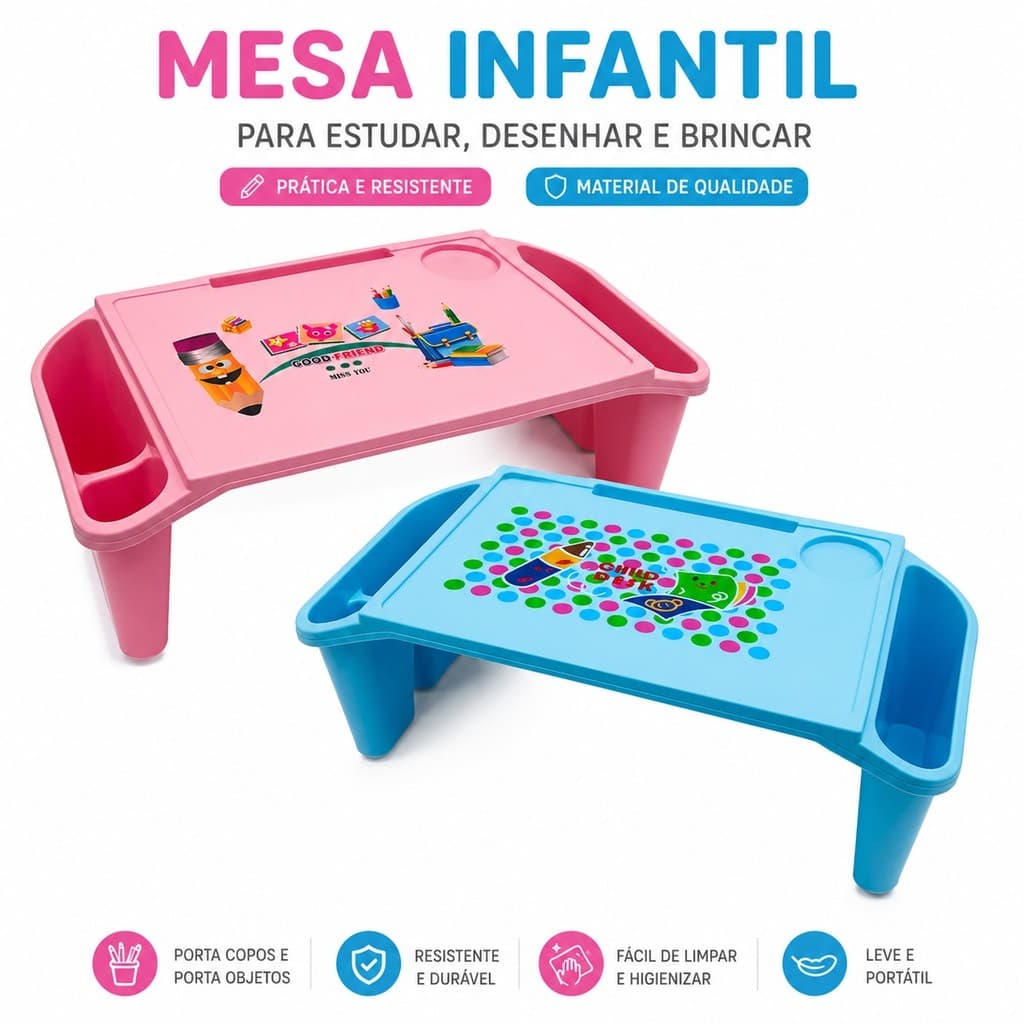 Mesa Infantil Portátil Estudo Desenho Brincadeiras Cama Sofá Tablet Presente