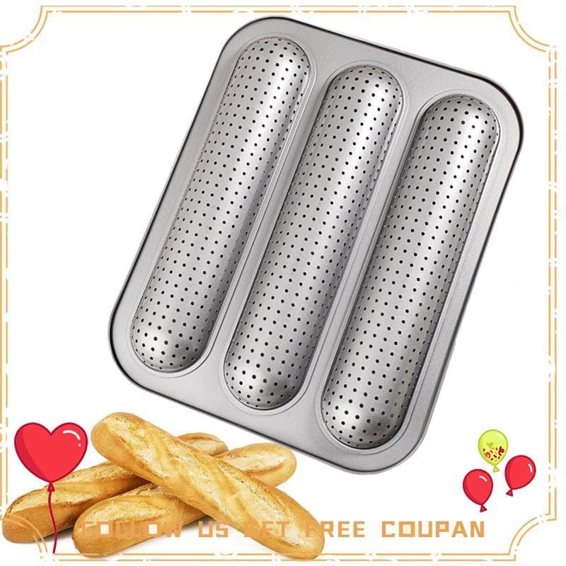 Assadeiras Baguett Pan Pão Francês Molde 3 Cavidade Assadeira Antiaderente Longo Torrada Bolo Bakeware Para Forno p75h1k