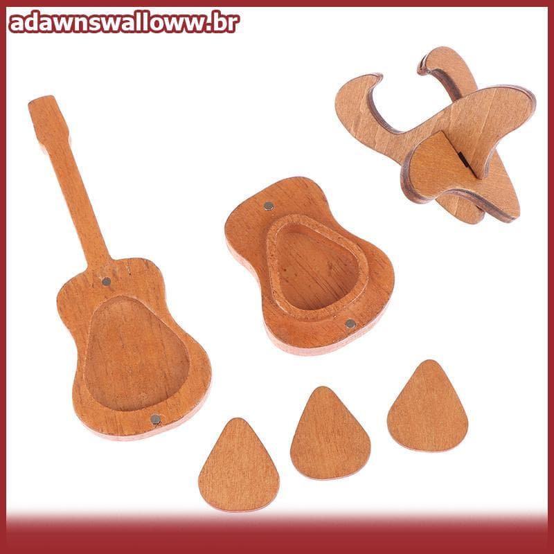 Caixa De Palheta De Guitarra De Madeira ADAWN Com 3 Palhetas Gravadas , Estojo De Armazenamento Para Guitarristas BR