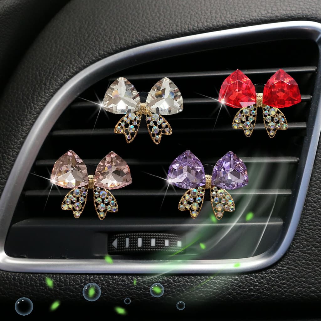 ENVIO RÁPIDO Novo Perfume Automotivo com Laço de Cristal e Borboleta, Clipe para Saída de Ar, Ornamento de Aromaterapia,