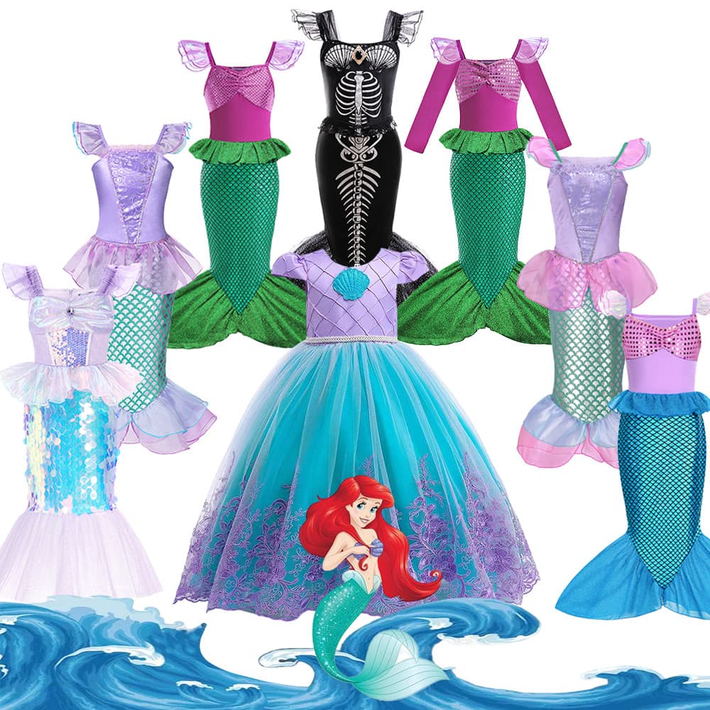 Vestido De Fantasia Pequena Sereia Para Meninas , Carnaval Infantil , Festa De Aniversário , De Princesa Ariel