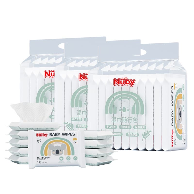 Nuby Nuby Animal Adventure Bebê Mão Boca Toalhetes Portátil Pequeno Saco Alunos da Escola Primária Toalhetes 10 Pcs 40 P