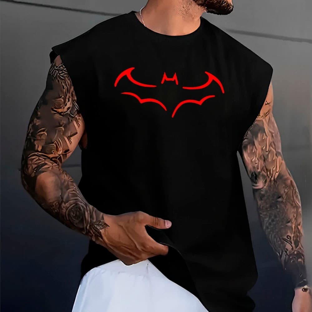 Camiseta Regata Machão Oversized 100% Algodão Logo Batman Cavaleiro Das Trevas Minimalista