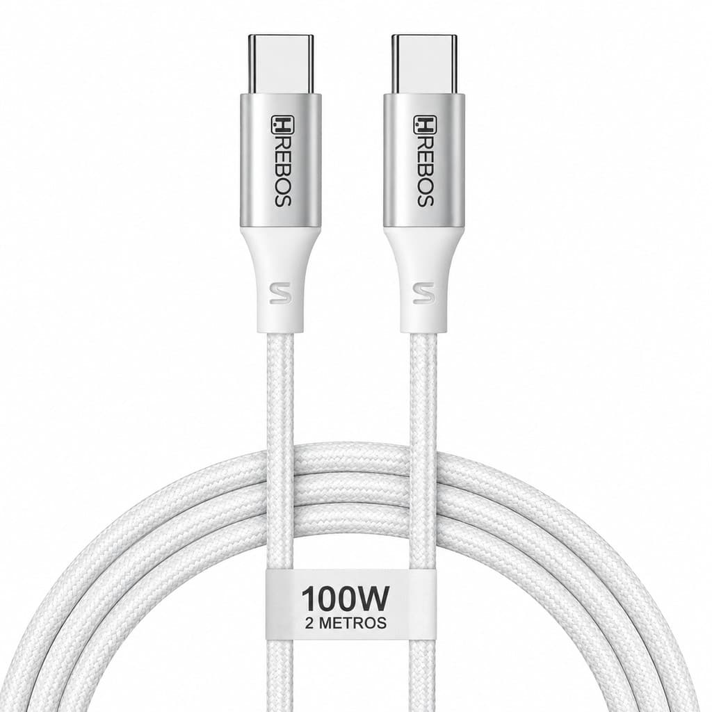 Cabo Tipo C 100w Turbo 1m 2m Trançado Nylon Celular Notebook Tablet Samsung Iphone 15 16 17