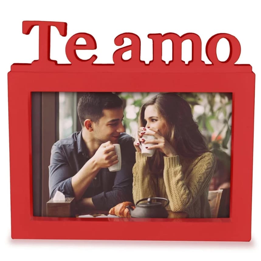 Porta Retrato TE AMO 10x15 cm Vermelho para Presente de Dia dos Namorados Casamento Esposa Mãe