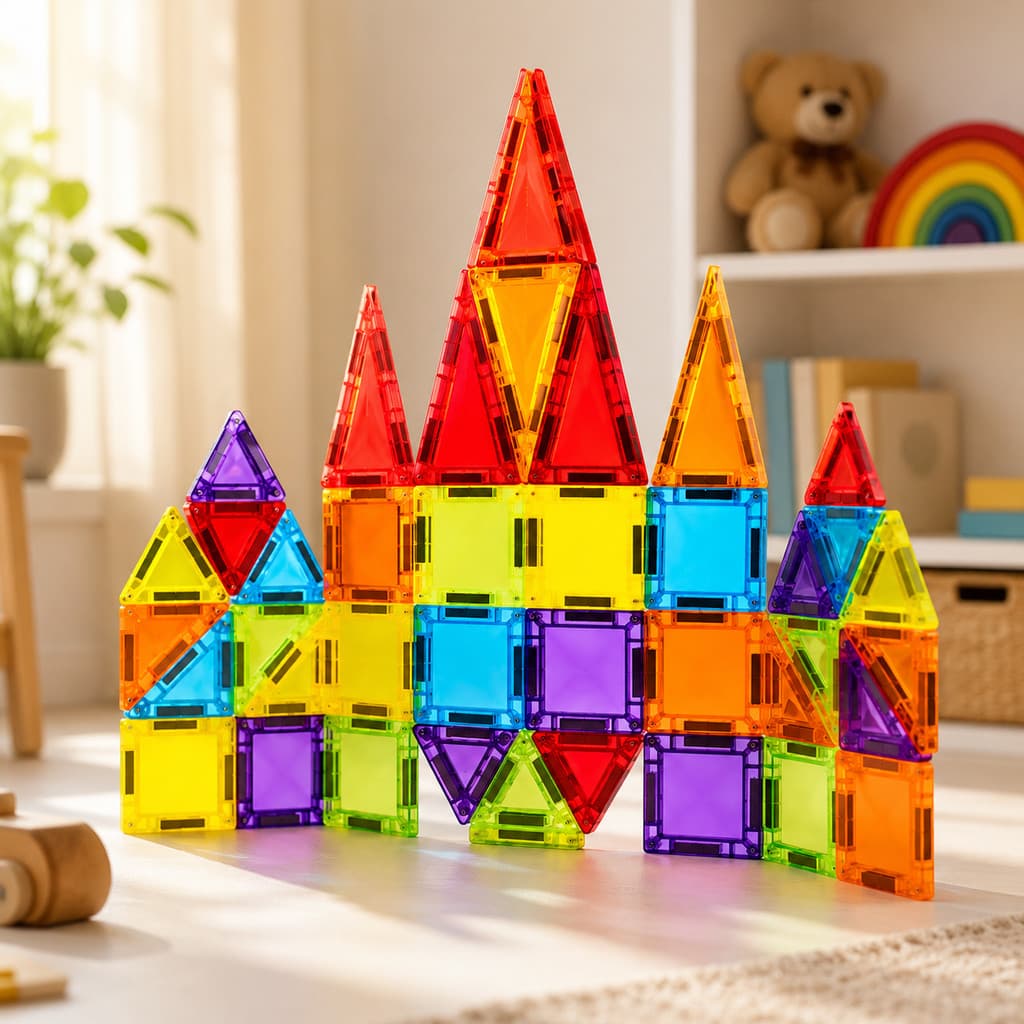 Blocos Magnéticos Educativos Castelo 34 Peças Brinquedo STEM