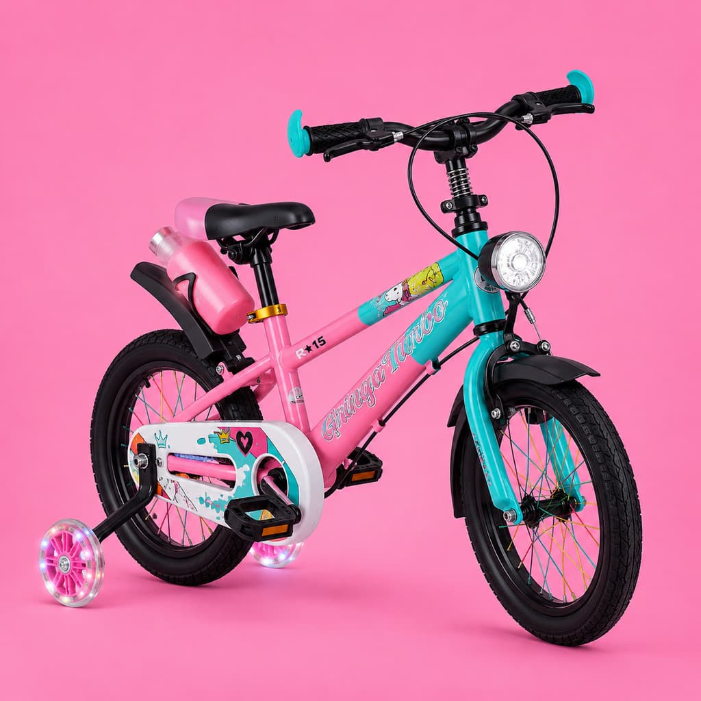 Bicicleta Infantil Aro 20 Rosa 6 a 10 Anos Estilo Shark com LED + Pneu Grosso
