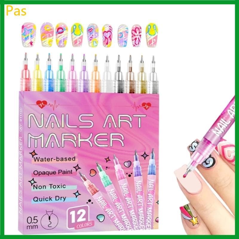 Marcadores Nail Art 12 Cores Conjunto Canetas Para Unhas Desenho Pintura Liner Pen