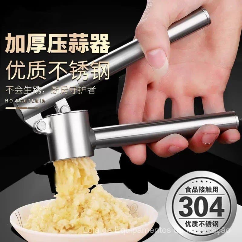 Prensa de Alho Manual em Aço Inoxidável 304, Utensílio de Cozinha