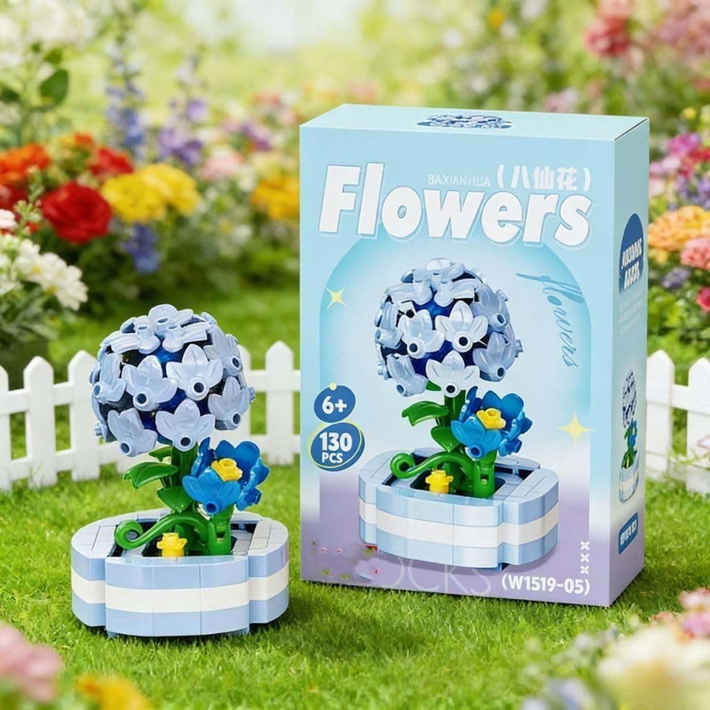 Figurinha de Hortênsia em Vaso, Miniatura de Flor de 3,1 Polegadas para Decoração de Mesa, Linda Ideia de Presente de An