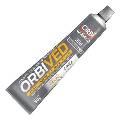 Cola Junta Selante Motor Orbived Silicone Neutro Cinza 50g