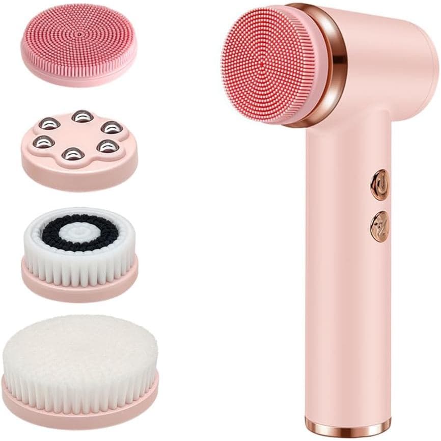 Escova de Limpeza Facial, Escova Facial Ajustável com 5 Velocidades, Esfoliador Facial à Prova d'Água e Recarregável com