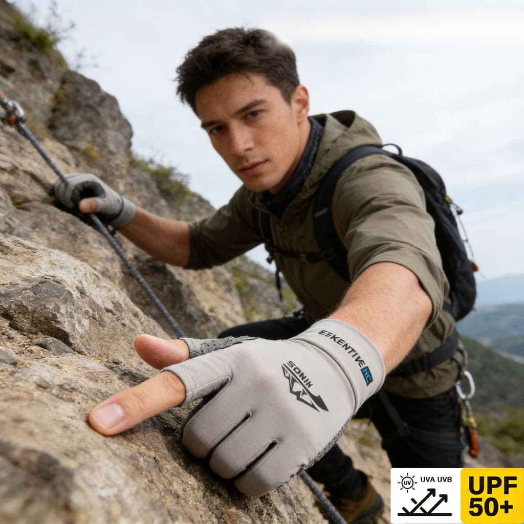 Luvas de proteção solar para caminhadas ao ar livre para homens, adequadas para caminhadas de verão, escalada de montanh