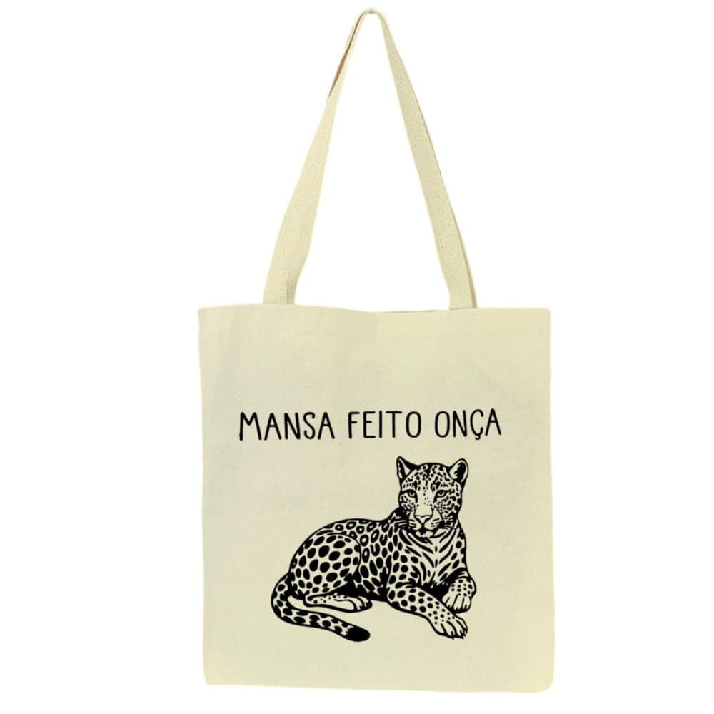 Bolsa Ecobag 100% Algodão Estampa MANSA FEITO ONÇA Reutilizável Estilosa Bolsa Sacola Praia