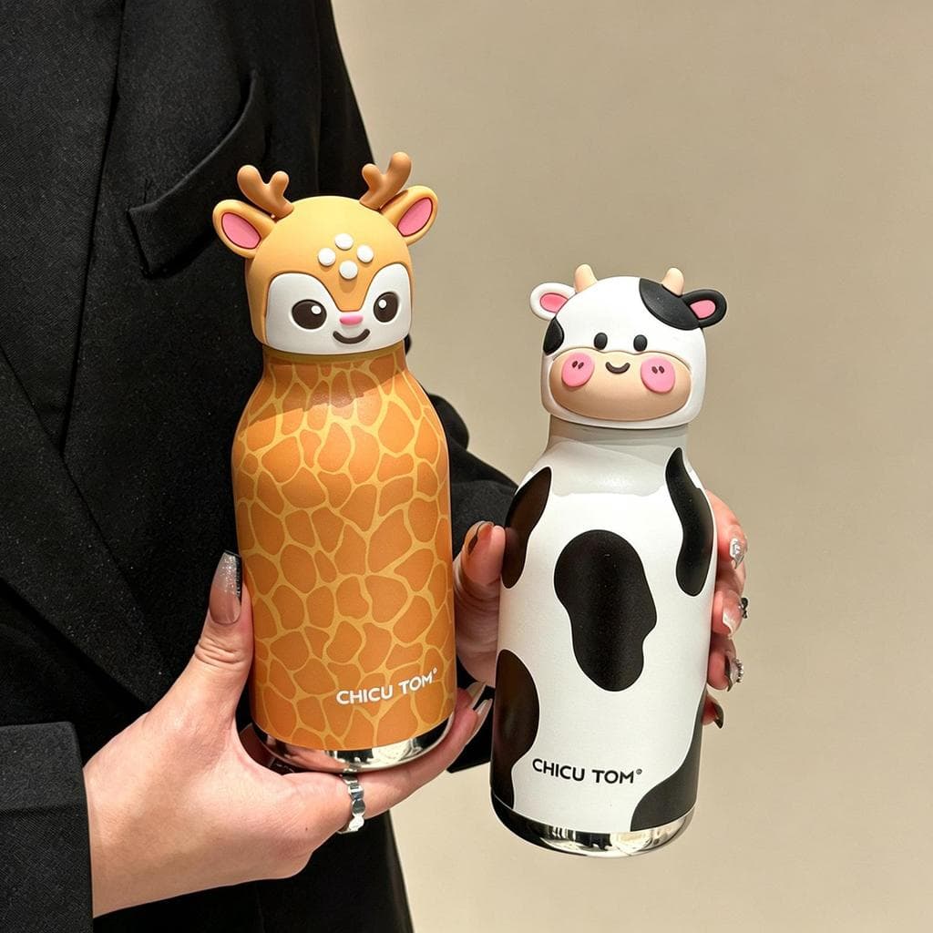 Garrafa Térmica Animal Fofa 480ml De Aço Inoxidável Para Crianças Com Canudo Escola E Viagens heqoibr