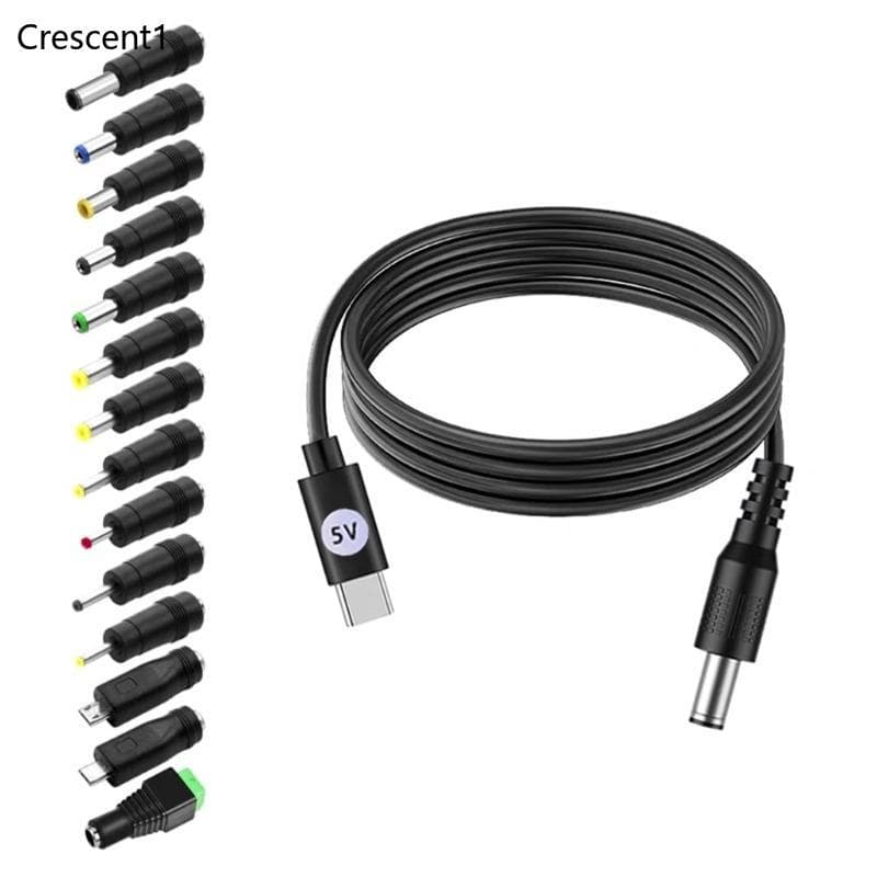 Crescent1 Conversor Carregamento Rápido Type C Para DC5V Ponta 14 Adaptadores Energia Rápida