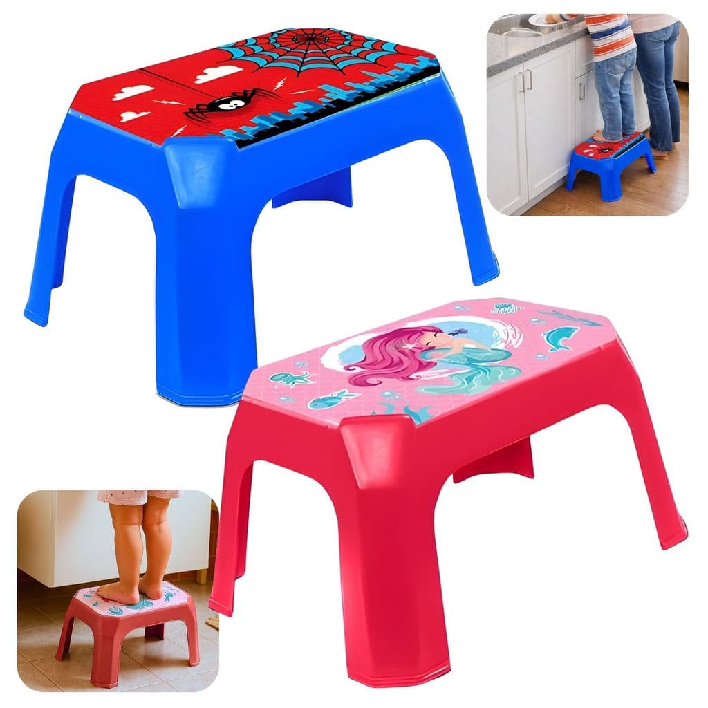 Banqueta Banquinho Infantil Escadinha Label Educativa Banqueta Plástico Menino Menina Brinquedo