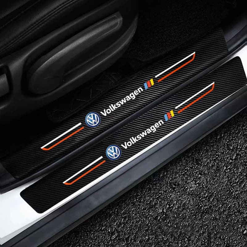 4 Peças de Adesivo Protetor de Soleira de Porta de Carro em Fibra de Carbono para Volkswagen VW Beetle Golf Jetta Passat