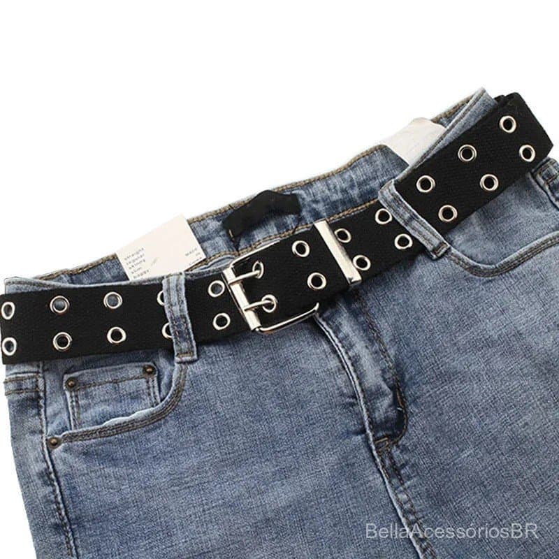 Novo Design Harajuku Cintura Larga Lona Web Duplo Grommet Buraco Fivela Cinto Feminino Masculino Cinta Cintos Para Mulhe