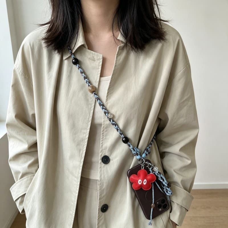 Primavera verão novo estilo doce pingente estrela trançado Diagonal corrente do telefone móvel Design de moda cordão lon