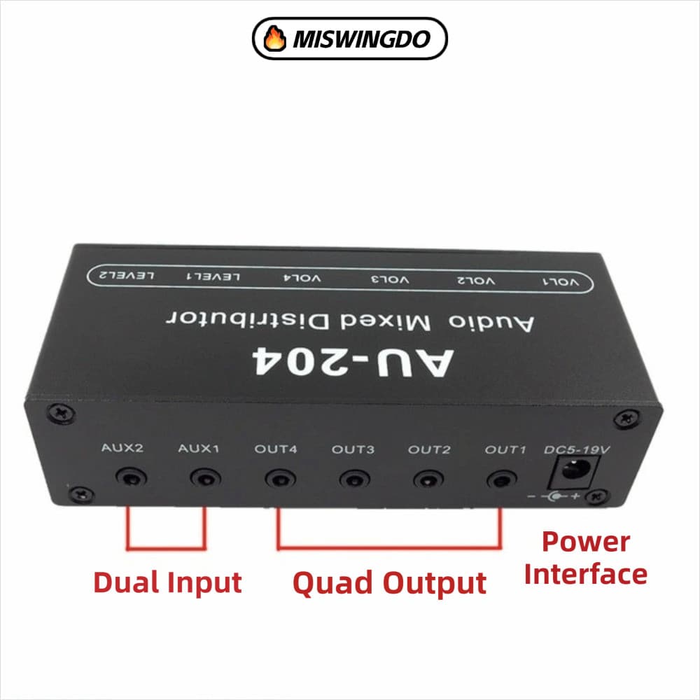 Misturador Amplificador De Fone De Ouvido MISWINGDO , Interface De 3.5 Mm 2 Em 4 Saídas Mixer De Sinal De Som Estéreo ,