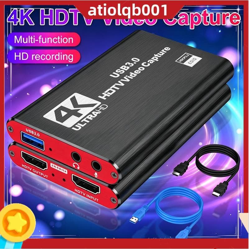 - Placa De Captura Compatível Com 1080P HD Grabber 4K USB 3.0 Para Gravação De Jogos De PC E Microfone De Áudio
