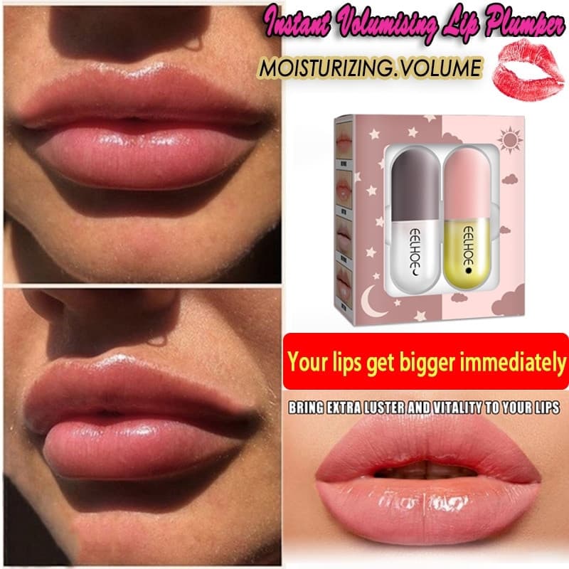 Kit de Aumento Labial UU3G para Dia e Noite, 2 Unidades, Aumento de Volume Instantâneo, Hidratante, Cápsulas