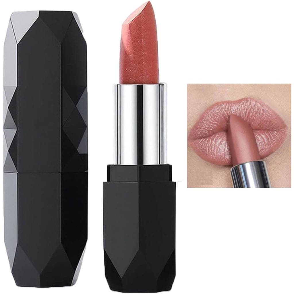 Batom Pérola Cintilante, Batom Rosa Metálico com Glitter, Batom Rosa Suave com Glitter Iluminador, Batom Nude com Glitte