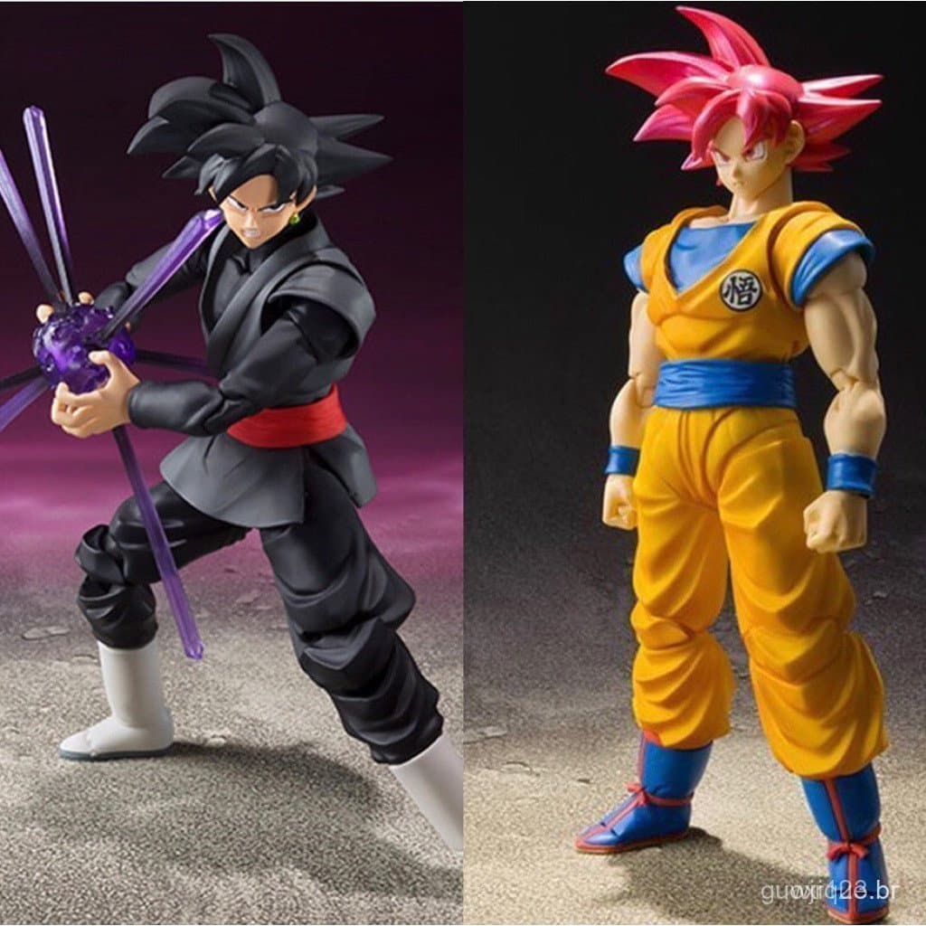 Goku Deus Ruivo/Preto Rosa Bonecos Dragon Ball Z Super 15 cm Articulados + Acessórios Action Figure
