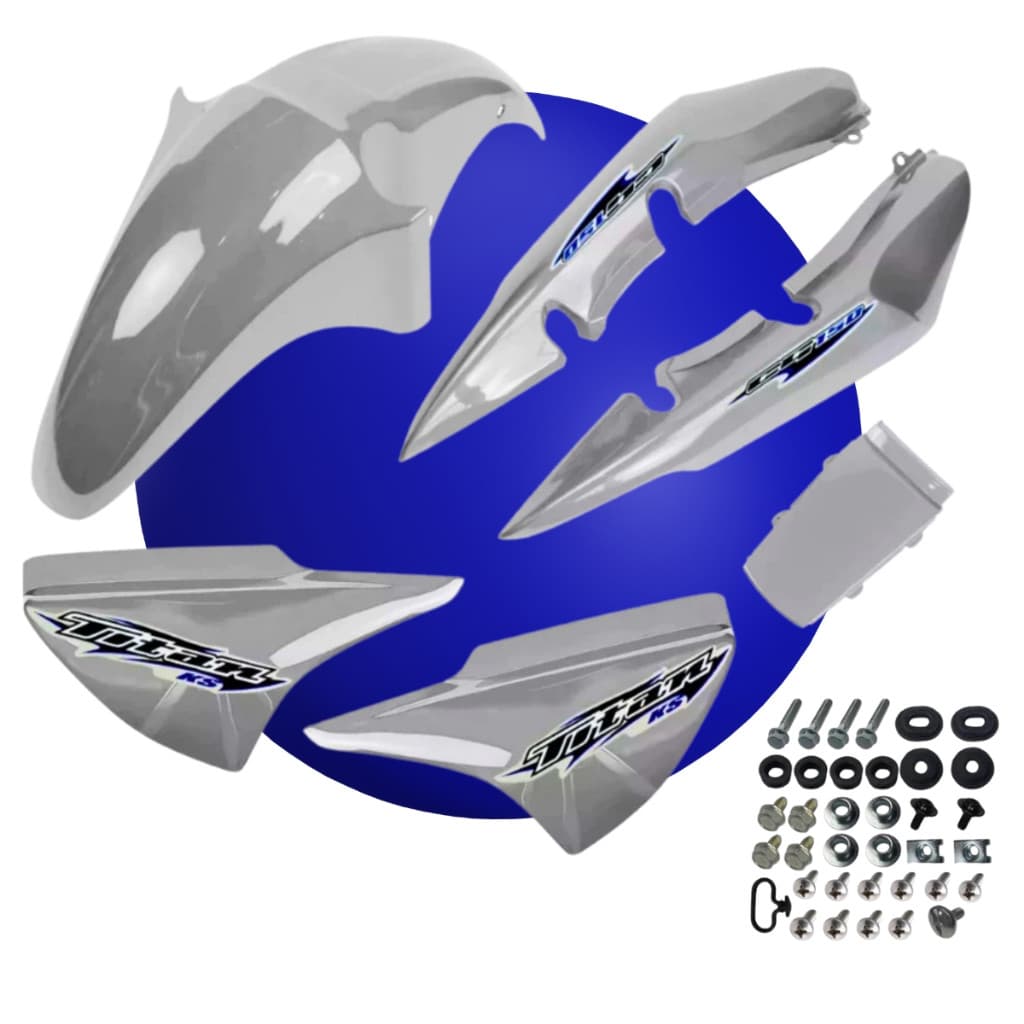 Kit Carenagem Titan 150 Prata 2006 2007 2008 + Adesivos e Parafusos