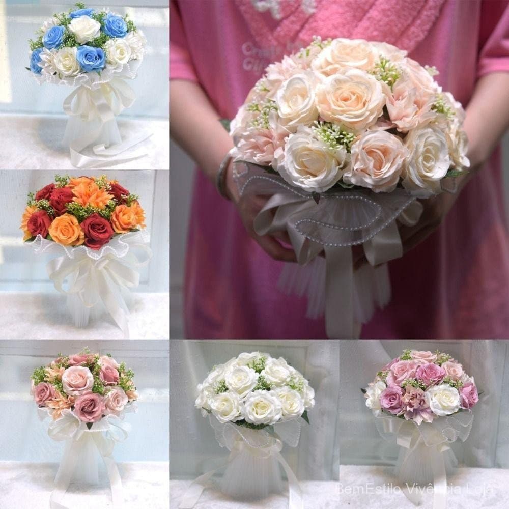 Buquês De Casamento UPSTOP , Com Buquê De Noiva De Fita De Seda , Flores Artificiais Romântico