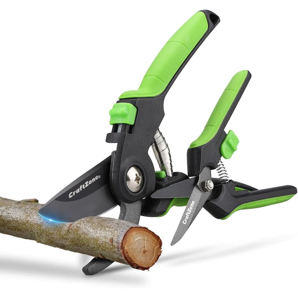 Tesouras de Poda para Jardim, Conjunto de 2 Peças: Tesoura de Poda de 8" e Tesoura de Jardim Avançada de 6,25". Ferramen