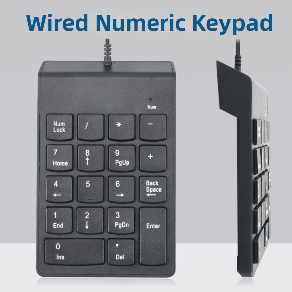 Teclado Numérico Com Fio FIWICKA , Mini Digital USB Ergonômico , Portátil Universal De 18 Teclas