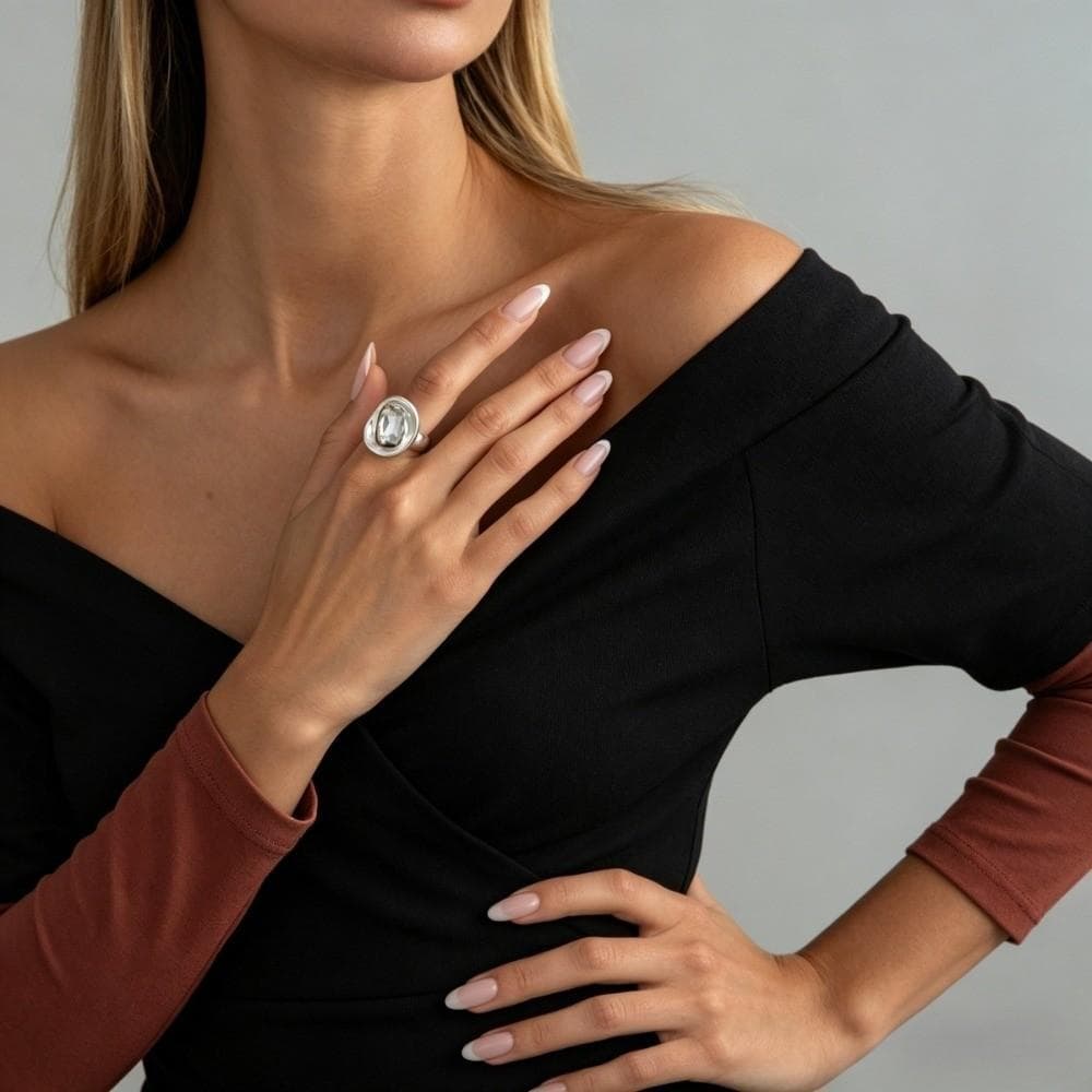 Conjunto De Anéis De Liga De 3 Peças , Anel Geométrico Exagerado De Cor Doce Liso De Cúpula Grande Quadrado De Moda Clás