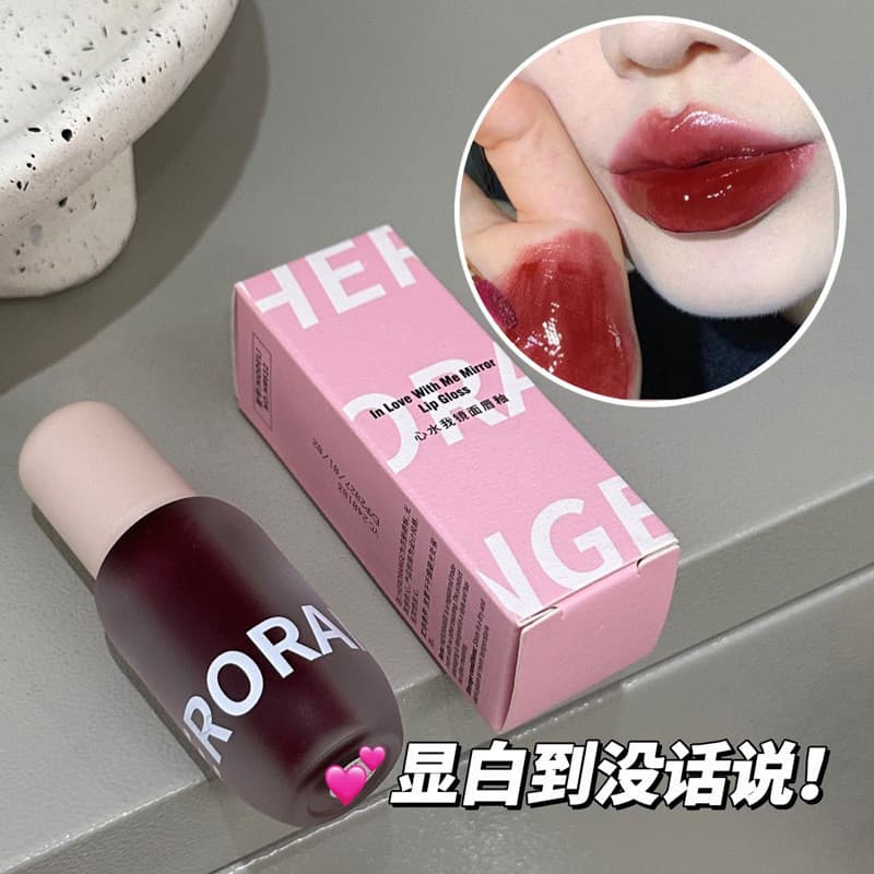 HERORANGE ~ Coração Água I Espelho Lip Gloss Longa Duração Renderização de Cores Hidratante Toot Lip Water Glossy Glass