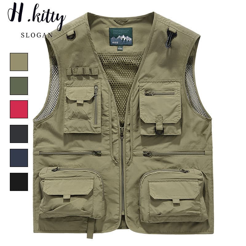 Colete Utilitário Masculino para Primavera e Outono, para Atividades ao Ar Livre, Pesca, Fotografia, Tamanho Grande 7U5M
