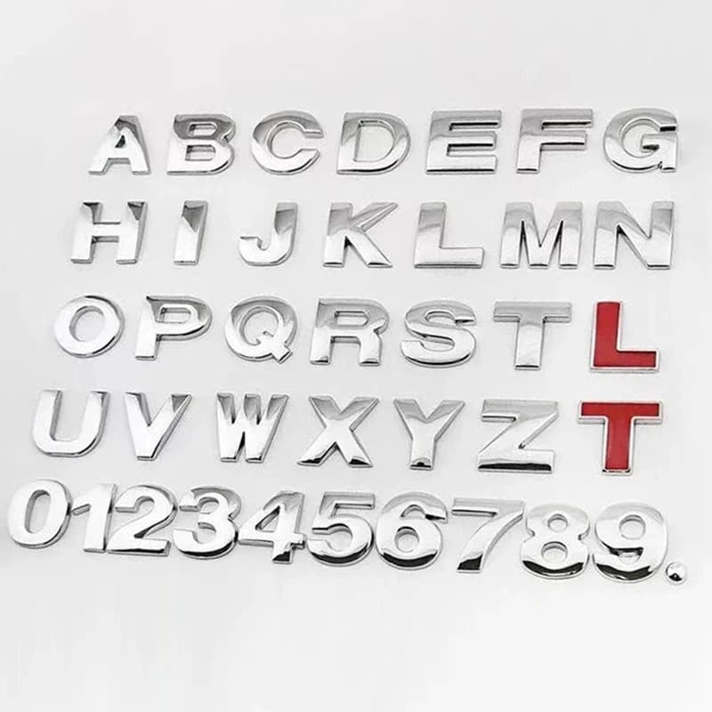 DIY 3D Letras De Metal Alfabeto Emblema Decalques Números Cromado Preto Rotulagem Logotipo Do Tronco Traseiro