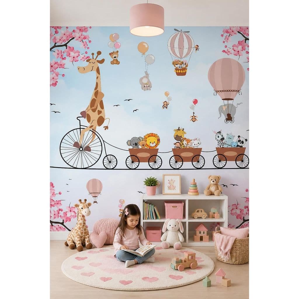 Papel de Parede Infantil Animais e Bicicletas AL 12