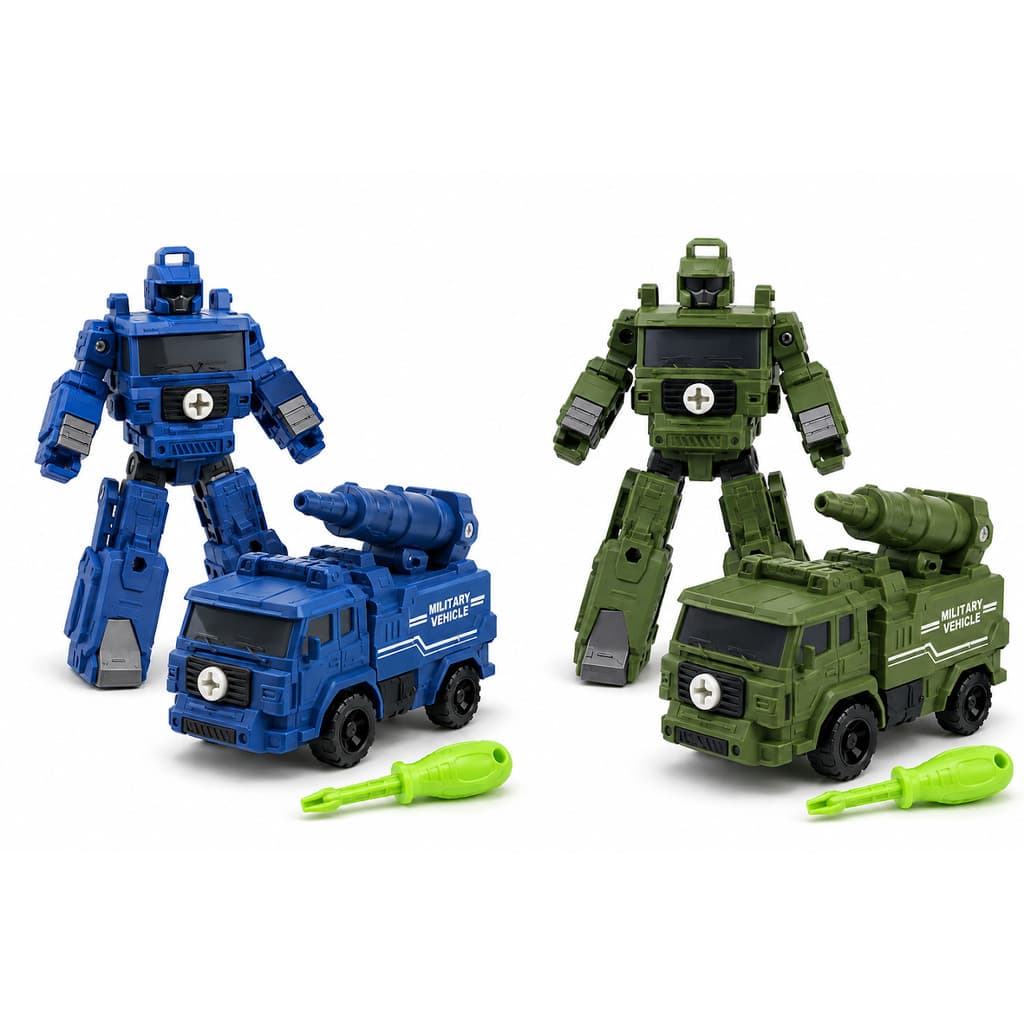 Robô 2 Em 1 Carro Militar Transformer Veículo Monta Desmonta