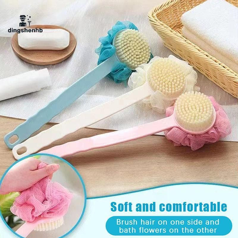 dingshenhb Escova Corporal De Banho Com Bucha Macia E Cerdas Para Mulheres Homens-De Chuveiro Curvada De Cabo Longo Lava