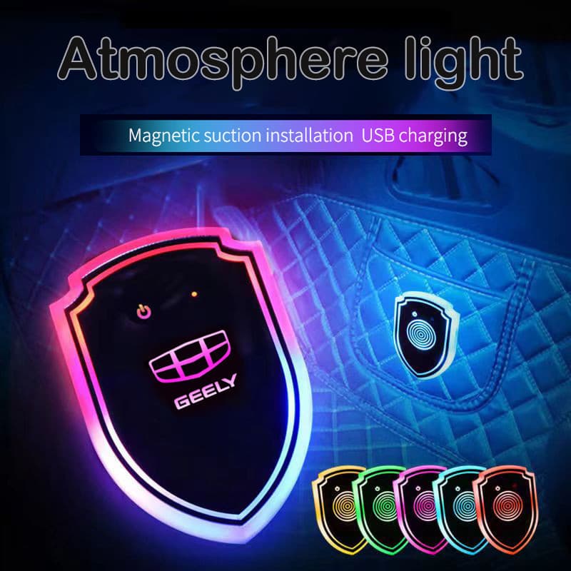 Modificação da Luz Ambiente para os Pés do Carro Geely, Sem Fiação, Lâmpada de Indução Inteligente Automática para a Áre