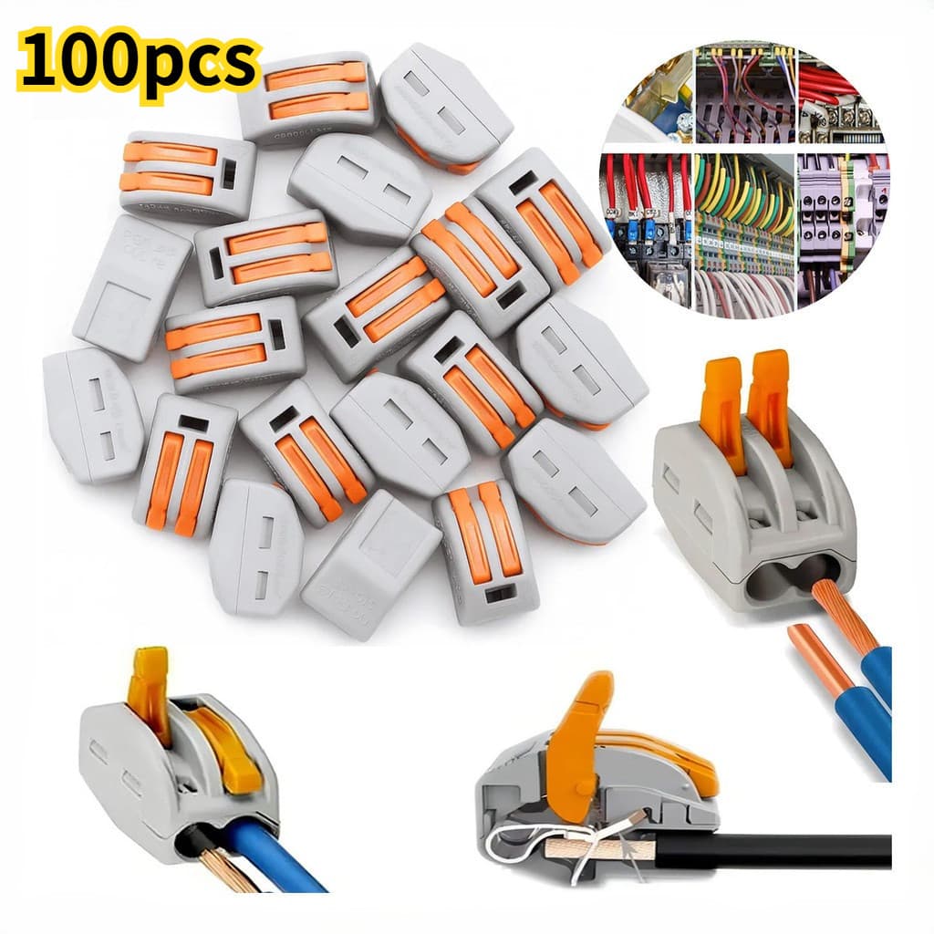 kit 100 un Conector Compacto Elétrico Emenda E Derivação 4mm e 6mm
