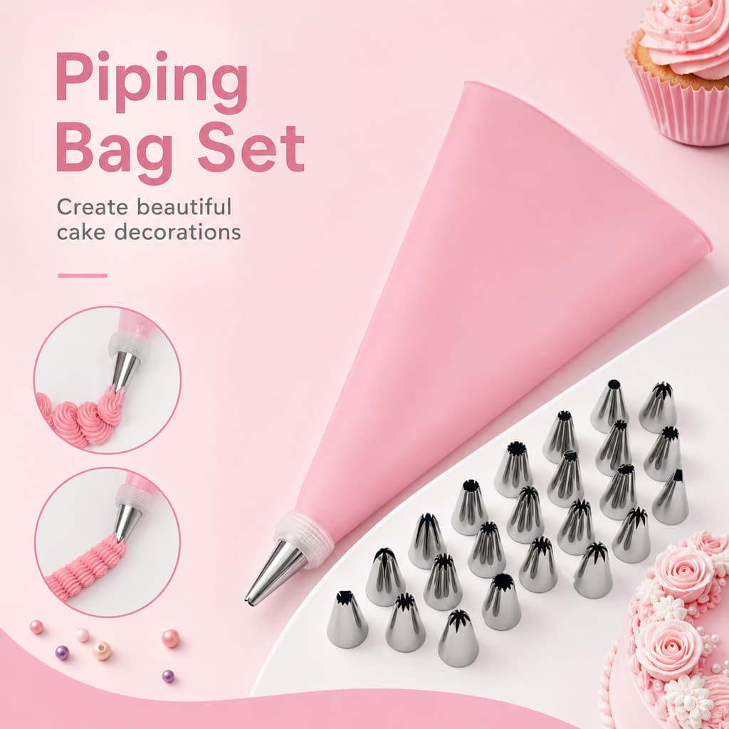Conjunto De Confeiteira De Silicone Com Bico Para Decoração Com Creme Bolo Promoção